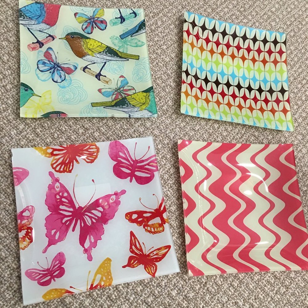 Transpac Colorful Glass Plate Set - NWT